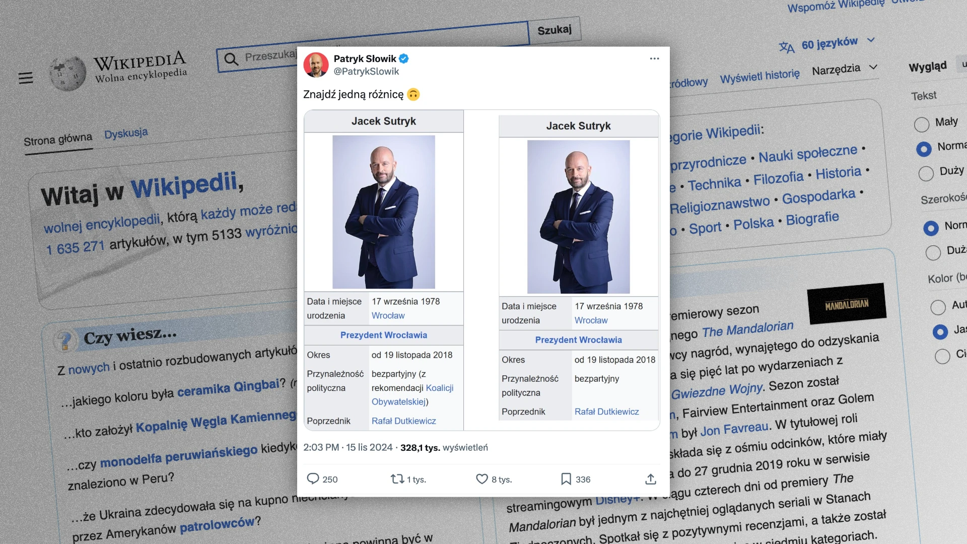 To nie manipulacja na Wikipedii. Patryk Słowik wprowadził w błąd.