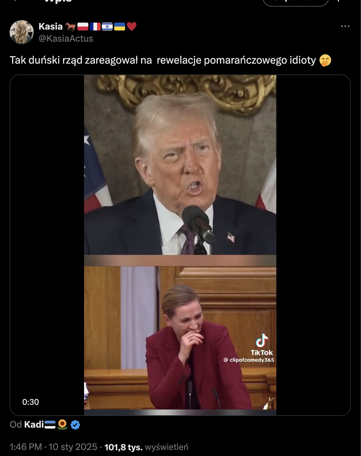 To nie jest reakcja Duńskiego parlamentu na propozycję Donalda Trumpa