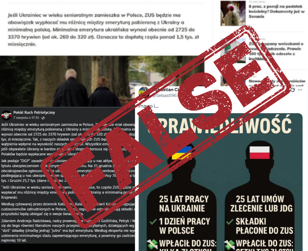 Fałszywe informacje o emeryturach dla Ukraińców w Polsce