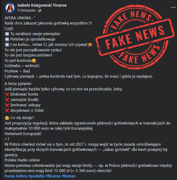 Nie, Unia Europejska nie chce zakazać gotówki 